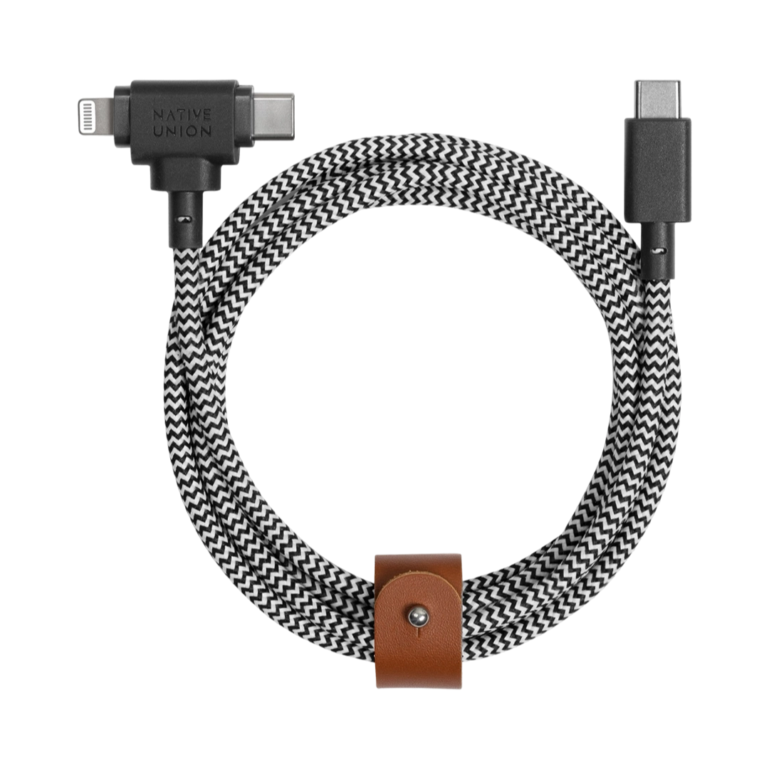 Native Union Belt Cable Duo USB-C — Lightning 150 cm (zebra)