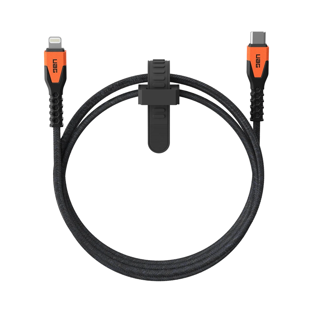 UAG Rugged USB-C — Lightning Cable (black/orange)